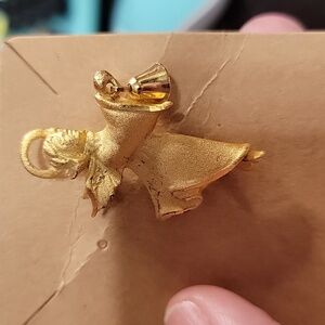 Vintage Robyn Rush gold angel with bell brooch Christmas angel pin Christmas